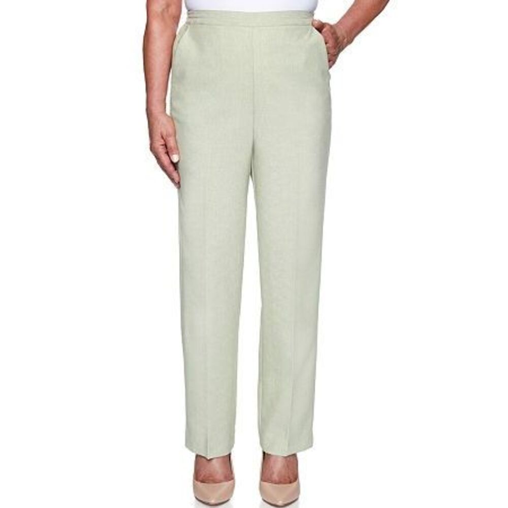 Alfred Dunner Springtime in Paris Straight Leg Pants - Sage - Size 18P Short